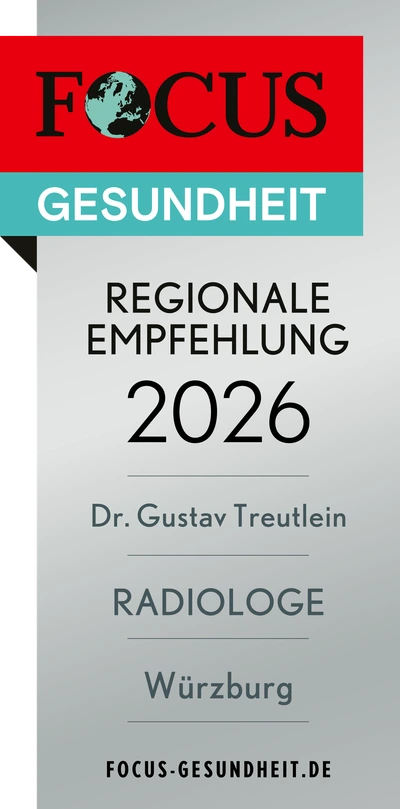 FOCUS Gesundheit – Regionale Empfehlung 2026 für Dr. Gustav Treutlein, Radiologe, Würzburg.